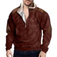 thumbnail image 5 of Wutalume Men's Outdoor Standing Collar Sweatshirt, Spring Casual Tops, Loose Fit Long Sleeve for Hiking and Leisure, Durable Material for Active Lifestyles,Wine XL, 5 of 5