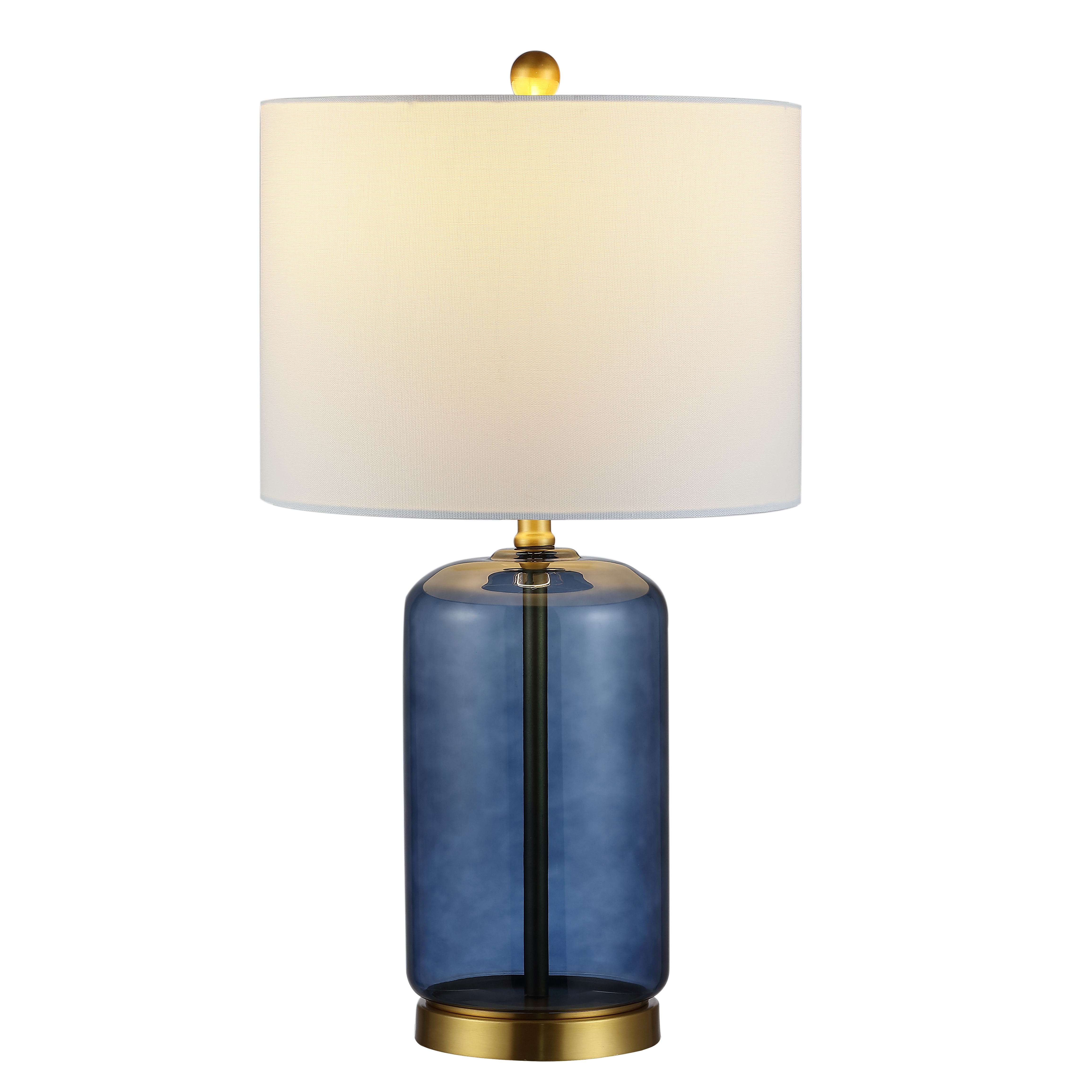 Safavieh Novah 16 in Modern Gold Table Lamps with Clear Glass White Transitional Shades