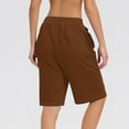 thumbnail image 3 of Summer  Shorts for Women Drawstring Waist Athletic Gym Shorts Casual Loose Running Shorts with Pockets coffee Small, 3 of 5