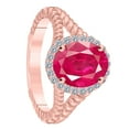 thumbnail image 2 of AoneJewelry Oval Shape Created Ruby and Diamond Ring In 10K Solid Yellow, Rose & White Gold, 2 of 4
