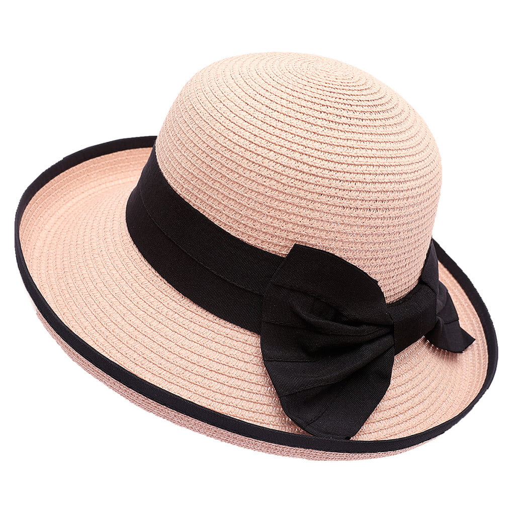 Beach Hats for Women Straw Sun Hat Visors Wide Brim Roll-up Summer Hats with UV Protection 