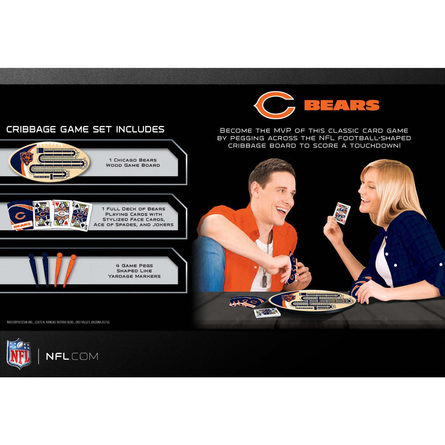 MasterPieces Officially Licensed  NFL Chicago Bears Wooden Cribbage Game for Adults