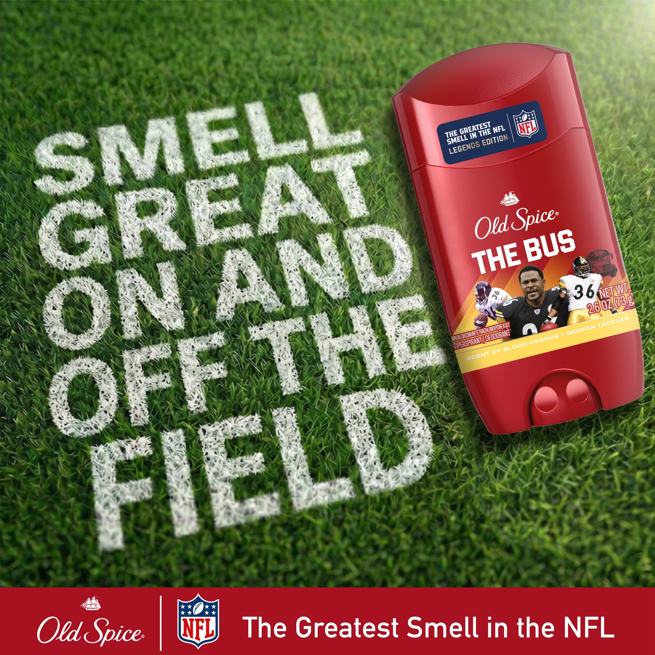 Old Spice Deodorant for Men, Antiperspirant, NFL Collection, Jerome Bettis, Scent of Blood Orange + Broken Tackles, 2.6 oz