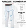 thumbnail image 3 of Exxact Sports Combat Men's Padded Compression Leggings, 7-Pad Football Girdle Pants with Cup Pocket, Integrated Hip, Thigh, Knee & Tailbone Protection for Game-Day (White, AS), 3 of 7