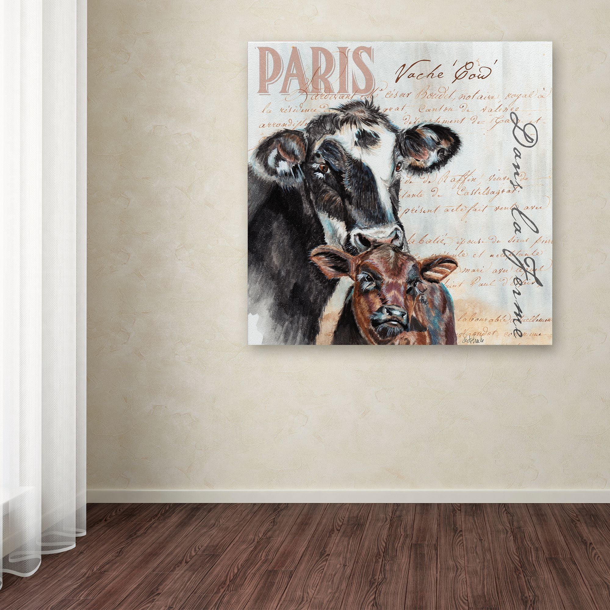 Trademark Fine Art "Dans la Ferme Cow" Canvas Art by Jennifer Redstreake