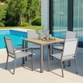 thumbnail image 6 of Patio Dining Set 4 Pieces Noelse Outdoor Patio Furniture with Detachable umbrella hole, Table and 4 Stackable Textilene Chairs for Porch, Poolside, Yard, Gray, 6 of 9