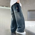 thumbnail image 5 of NIEWTR Boys Baggy Jeans for Kids Teen Straight Wide Leg Pants Y2K Loose Elastic Waist Denim Streetwear Trousers with Pockets（Blue,10-12 Years), 5 of 7