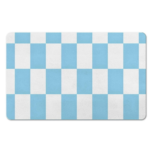 20x32 in Checkered Bathroom Rug - Non-Slip, Long Bath Mat, Water-Absorbing, Soft Microfiber, Machine Washable for Showers.