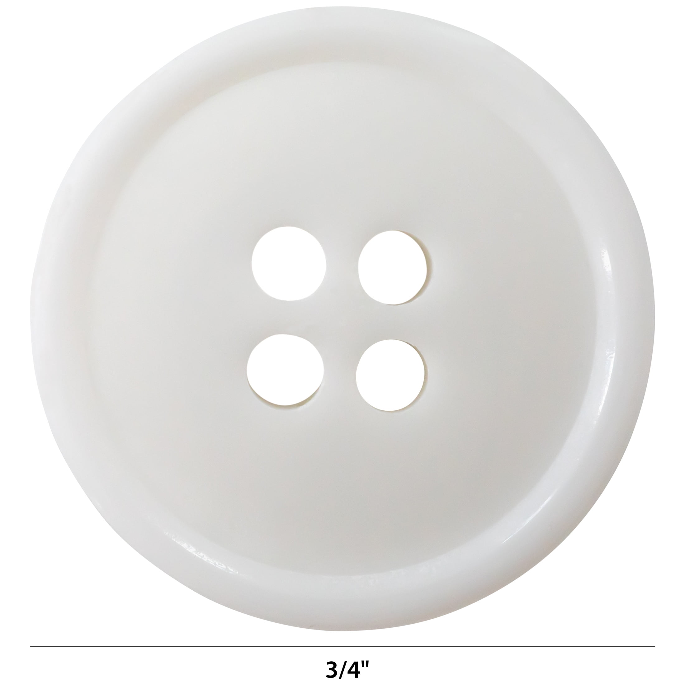 (3 pack) Le Bouton White 3/4" Round 4-Hole Buttons, 6 Pieces
