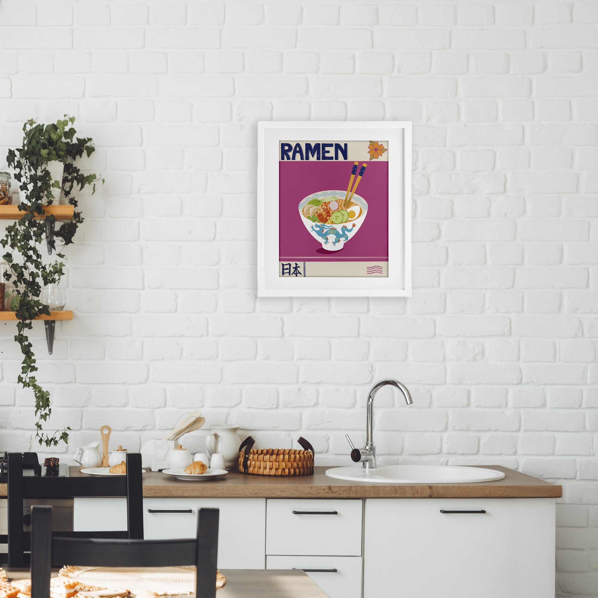 Stupell Industries Enchanted Japanese Ramen White Framed Print Under Glass, design by Jo Reid