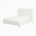 thumbnail image 3 of Valery Queen Size Cream Boucle Platform Bed - No Box Spring Needed, Compact Ship, 3 of 10