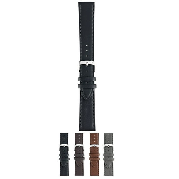 Morellato Abete Calfgrain Vegan Leather Watch Strap - Black - 18mm - Chrome-plated Stainless Steel Buckle - GREEN Collection