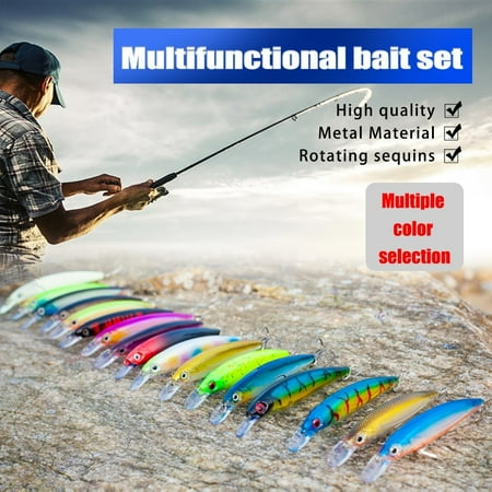 Fishing Lures Kit Mixed Including Minnow Popper Crank Baits with Hooks for Saltwater Freshwater Trout Bass Salmon Fishing I