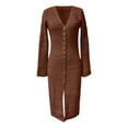 thumbnail image 5 of QHFBli Womens Long Cardigan Sweaters Oversized Bell Sleeve Open Front Button Down Casual Knit Fall Midi Dress, 5 of 5