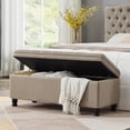 thumbnail image 6 of 45"L Storage Ottoman with Tufted Buttons,Upholstered Linen Fabric Storage Bench with Wooden Legs,Rectangular Storage Chest for Living Room, Bedroom, Entryway,Linen, 6 of 9