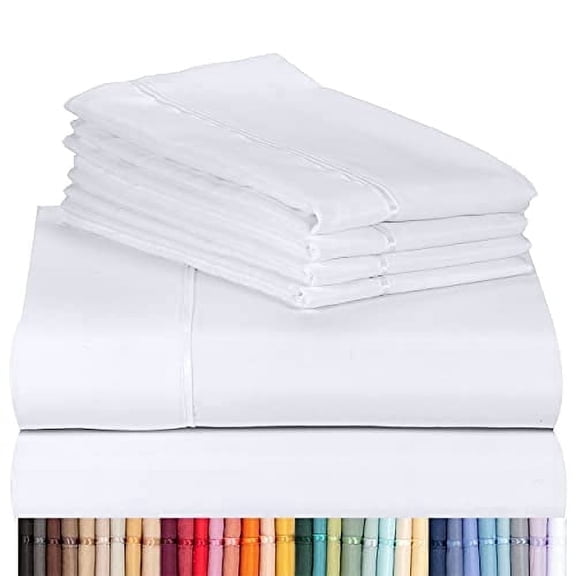Luxclub Ultra Soft Sheet Set, Microfiber Cooling Fabric, Queen, White, 6-Piece