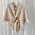 thumbnail image 2 of ManxiVoo Womens Solid Color Triangle Shawl Wrap Windproof Warm Cloak Cardigan Lightweight Versatile Autumn Spring Beige, 2 of 4