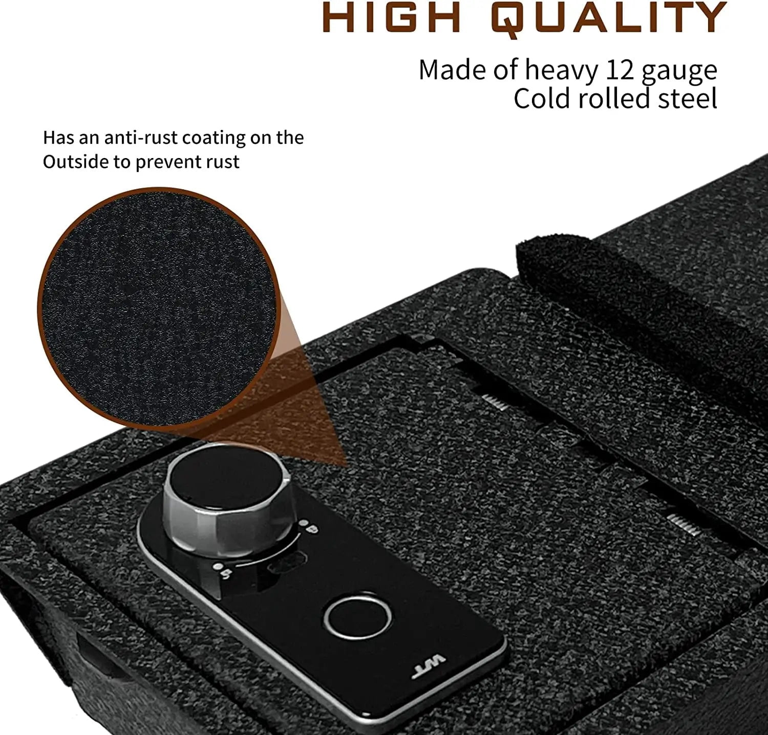 Center Console Gun Safe Vault - WASAI Premium Console Lock Box Compatible with 2021-2023 Tesla Model Y/Model 3 with Heavy Gauge Plate Steel, Fingerprint Lock with Backup Key.