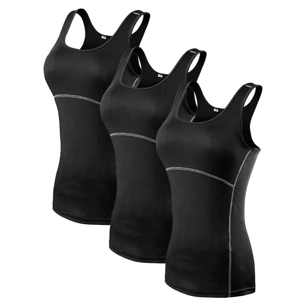 Baozhu Women's 3 Pack Black Pro Sport Compression Base Layer Quickdry