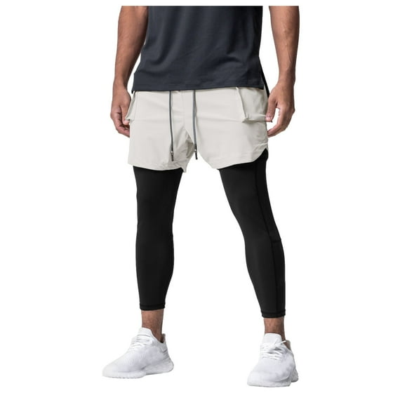 JHLZHS Cargo Sweatpants Men's Tights Two Piece Fitness Running Training Cycling Leisure Elastic Trousers Black Scrub Pants Red Pants