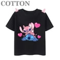 thumbnail image 3 of Camisetas de algodón para niños de moda de verano con múltiples estampados de manga corta y cuello redondo de Disney Stitch Anime, 3 of 5