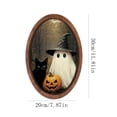 thumbnail image 2 of Elainilye Vintage Halloween Framed Wooden Print Spooky Ghost Picture Wall Hanging Decor for Living Room Bedroom Indoor Outdoor Home, 2 of 5