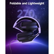 AOC Gaming Headset with Noise Cancelling Mic, Wired Gaming Headphone for PC, PS5, Xbox Series, Xbox Headset, Switch, MAC, High-Quality Sound, Led Light, Foldable, Portable, White