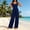 Navy, variant on Pants for Women Summer Solid Color Pocket Wide-Leg Jumpsuit Navy L