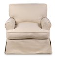 thumbnail image 3 of Pemberly Row T-Cushion Fabric Slipcovered Chair with Ottoman in Tan, 3 of 8