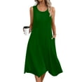 thumbnail image 2 of Xunlbb Womens Dresses Women Solid Casual Dress for Summer Tank Dress Loose Flowy Beach Dress with Pockets Hankerchief Flare Midi Sundress S-2XL, 2 of 5