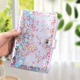 thumbnail image 4 of Clearance! A6 Cover with Ruler Glitter Quciksand PVC Planner Cover Refillable Notebook 6 Round Rings Cute Budget Protector Snap Button Closure for Writing Notebook,Blue, 4 of 8