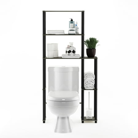 Furinno Turn N Tube Toilet Space Saver With 5 Shelves French Oak Grey Black 17050 Gyw Bk