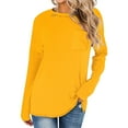 thumbnail image 2 of HAiming Womens Long Sleeve Round Neck Shirts Solid Color Pullover Basic Tops Fall Winter Casual Trendy Tunic Blouse, 2 of 5