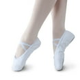 thumbnail image 4 of Stelle Canvas Ballet Shoes Spit Dance Slippers Flats Yoga Adjustable Bowknot Dance Shoes for Toddler Girls,White,8 Big Kids, 4 of 7