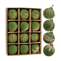 EazyTech 12-Pack 3.15" Velvet Christmas Ball Ornaments Set Glitter Hanging Balls for Xmas Tree Decorations, Assorted Colors Holiday Party Wedding Home Decor