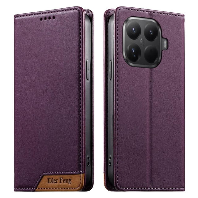 Funda Tipo Cartera de Cuero Sintético para XIAOMI 15 T Pro Bloqueo RFID, con Ranuras para Tarjetas y Bolsillo para Efectivo, Cierre Magnético Fuerte Morado