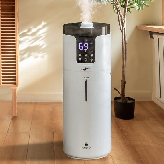 Humidifiers for Home Large Room Wholehouse Humidifier 2000 sq. ft 4.2 Gal 16L, 360° Nozzles Cool Mist Ultrasonic, Top Fill Tower Humidifier for Office Greenhouse with Pipe, Night Light