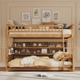 thumbnail image 4 of Full XL over Queen Bunk Bed with Integrated Shelving, Color-Changing Lights & Pegboard for Bedroom,Brown, 4 of 26