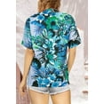 thumbnail image 2 of HAPPY BAY Hawaiian Shirts Womens Floral Summer Beach Party Blouse Shirt Tropical Tops Blouses Button up Short Sleeve Dress Shirts Dresses for Women M Tropical Theme, Blue, 2 of 5