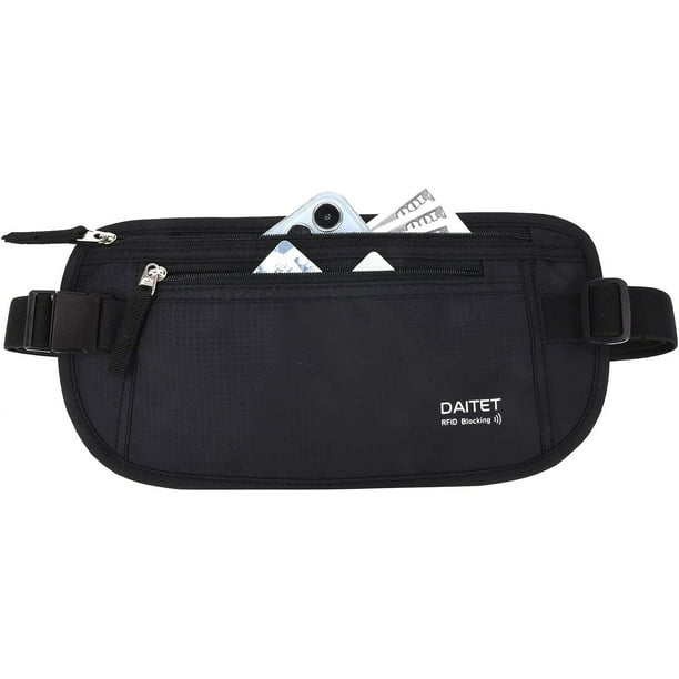 XINQIHANG Money Belt Passport Holder Secure Hidden Travel Wallet with RFID Blocking Undercover Fanny Pack Black Walmart