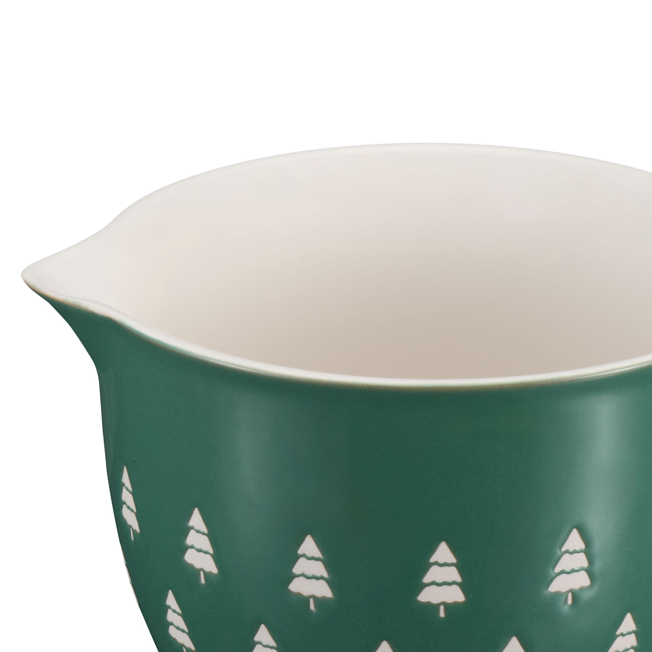(2 pack) Holiday Time 2-Piece Trees Glazed Stoneware Batter Bowl & Spatula Set, Multicolor
