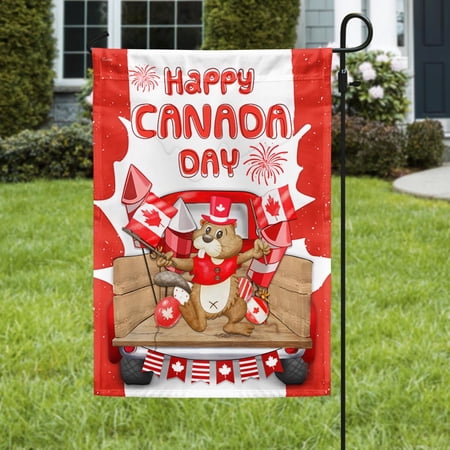 Garden Flag Happy Canada Day Beaver Canadian, National Holiday, 12x18 POLE NOT INCLUDED