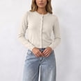 thumbnail image 6 of ClodeEU Women's Round Neck Button Front Knit Cardigan,Casual Long Sleeve Slim Fit Knit Outerwear ,Women's S-XXL, 6 of 7