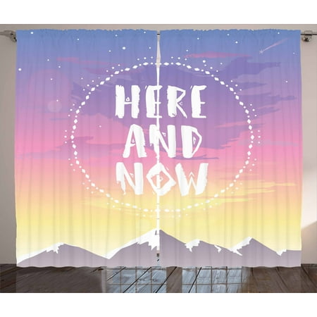 Quote Curtains 2 Panels Set Mountain Peaks And Dreamy Sky