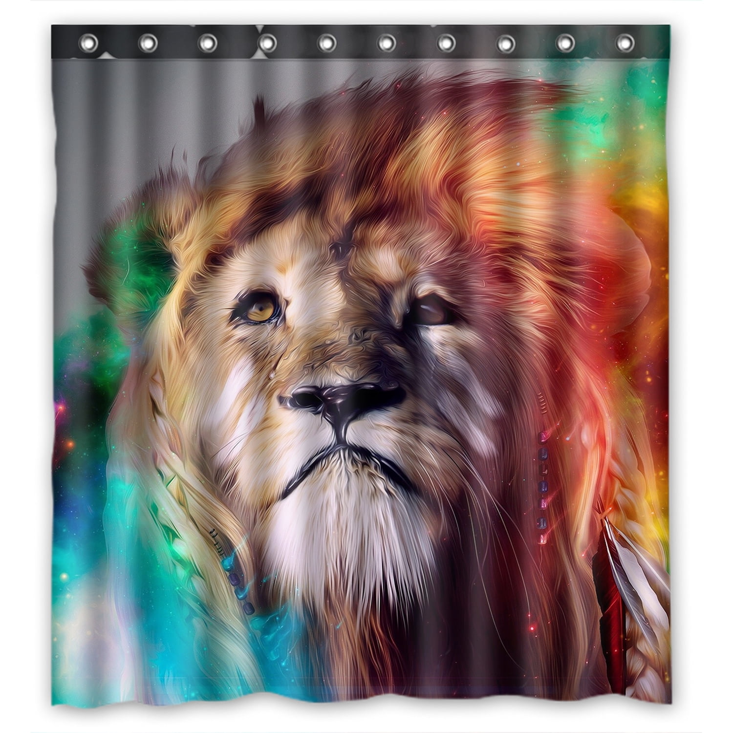 ZKGK Lion Art Waterproof Shower Curtain Bathroom Decor Sets with Hooks