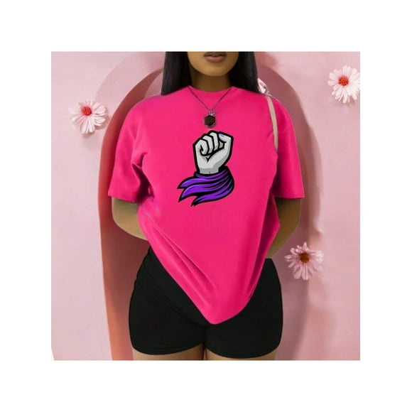 Playera Blusa De Puño Levantado Con Un Pañuelo Dia De La Mujer Color Fucsia Talla Mediana Marca Emil SaEs