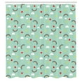 thumbnail image 3 of Ambesonne Cartoon Shower Curtain, Rainbow Sky Clouds Heart, 69"Wx84"L, Mint Green Multicolor, 3 of 5