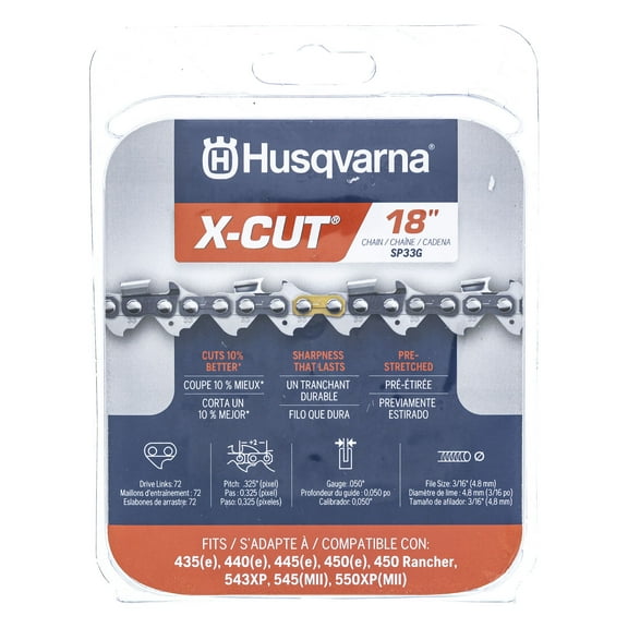 Husqvarna SP33G 18" Chainsaw Chain, 325" Pitch, 050" Gauge, 72 Drive Links - 581643603