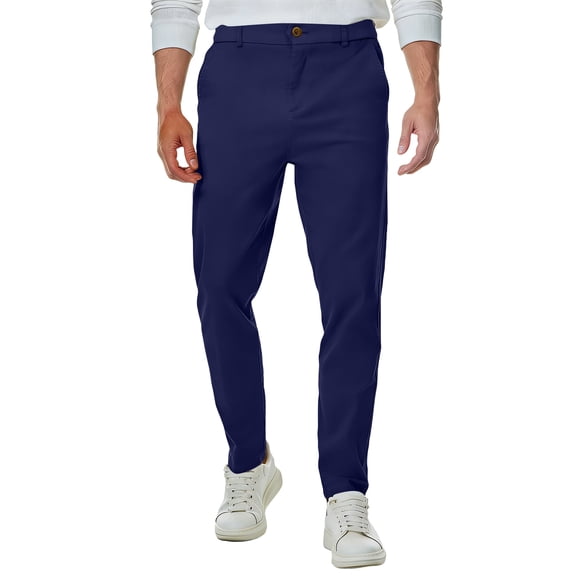 OIOLOYJM Golf Pants Men Stretch Business Work Dress Pants Quick Dry Outdoor Casual Comfy Chino Pants with Pockets (Available in 31-42) Dark Blue 31