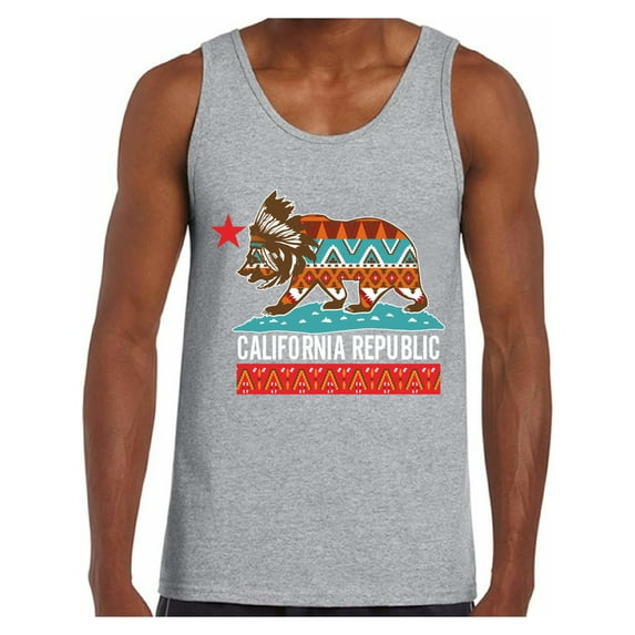 Awkward Styles California Tribal Print Tank Top for Men California Bear Tank Tops California Muscle Shirt California Tribal Bear Sleeveless Tshirt California Shirts for Men Cali Gifts Cali Tank Top